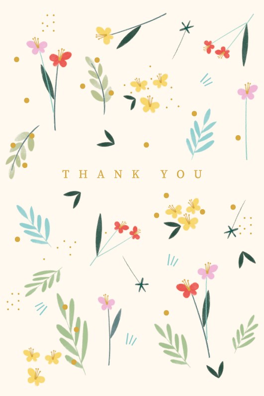 Pack Of Ten Sprigs Thank You Cards