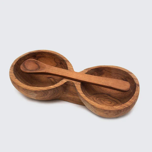 Olive Wood Double Bowl