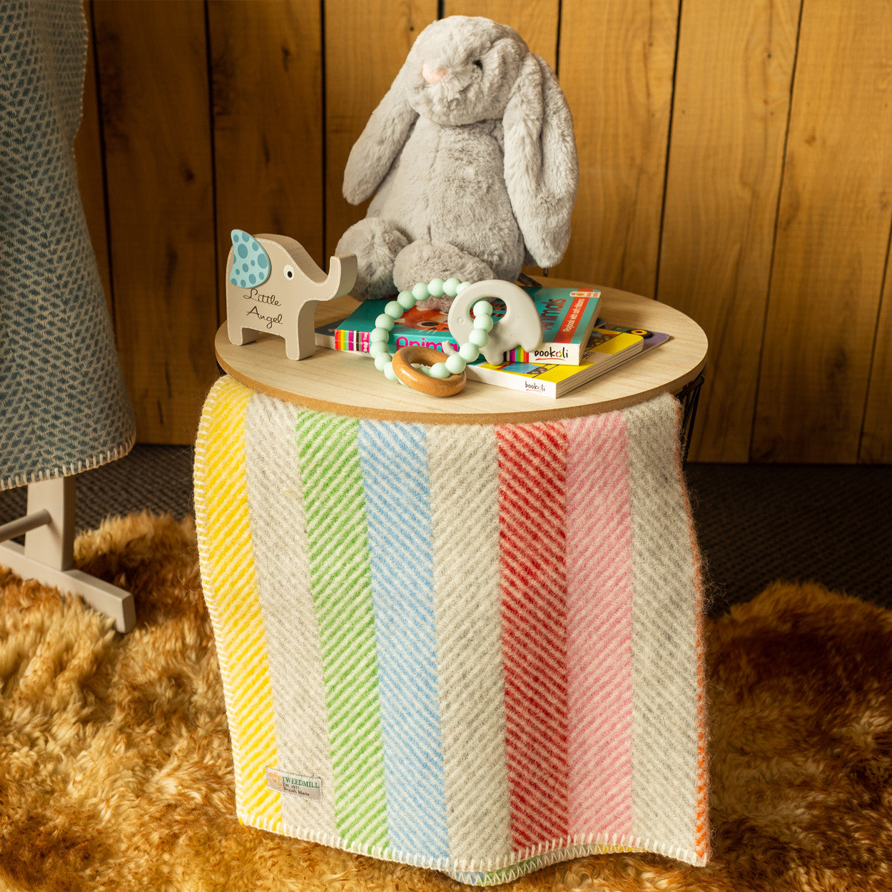 Rainbow & Grey Pram Blanket