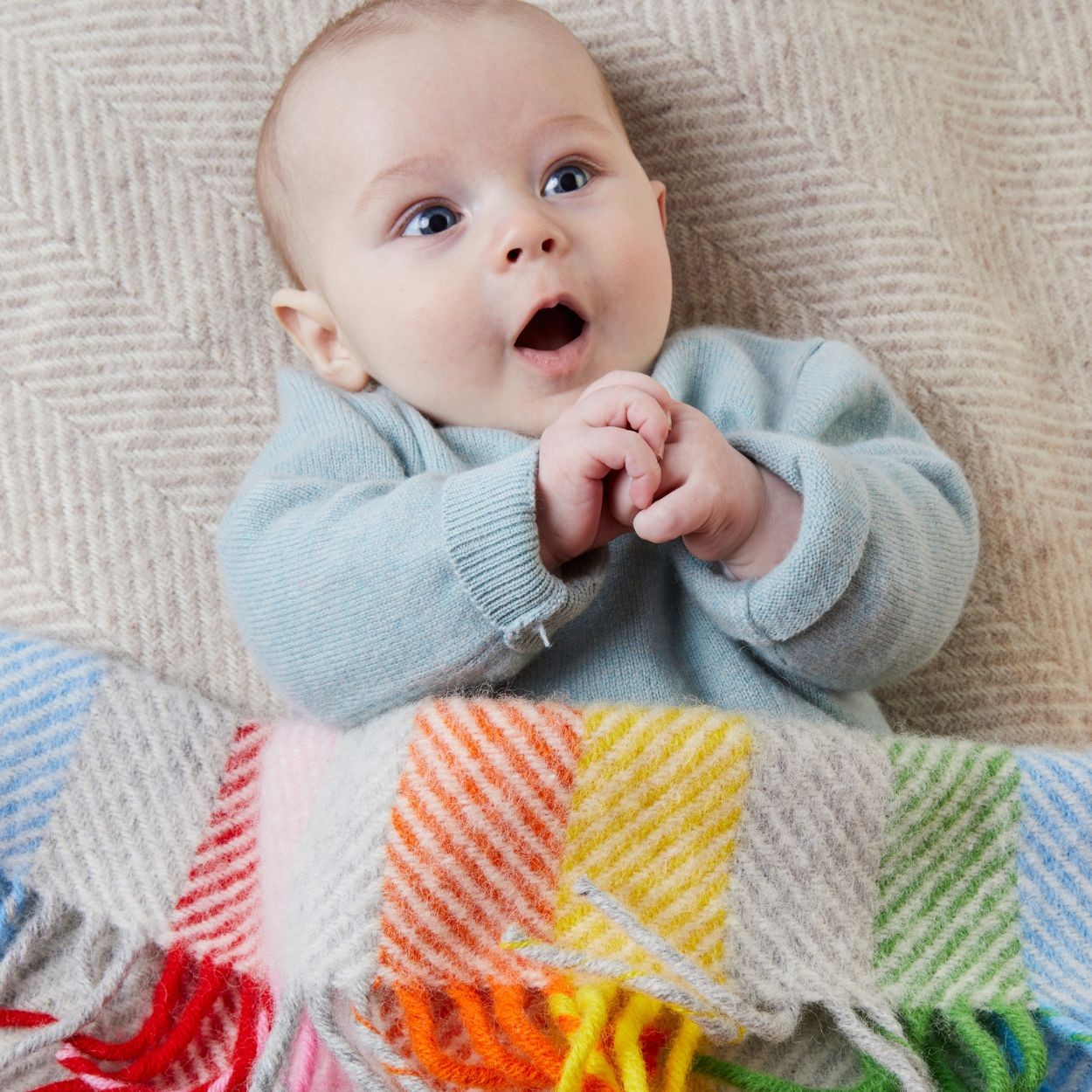 Rainbow & Grey Pram Blanket