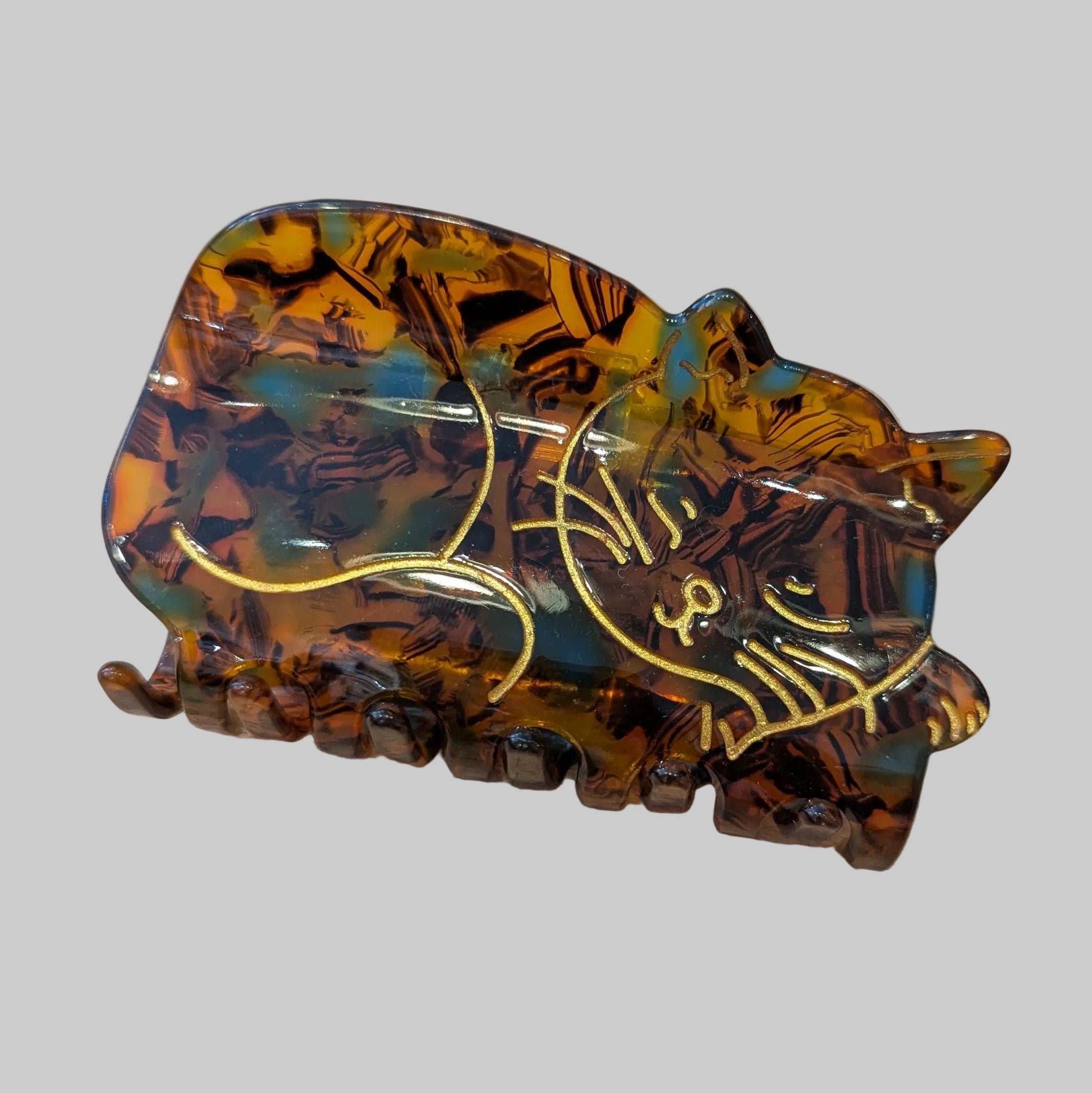 Sleeping Cat Hair Clip - Blue Tortoiseshell