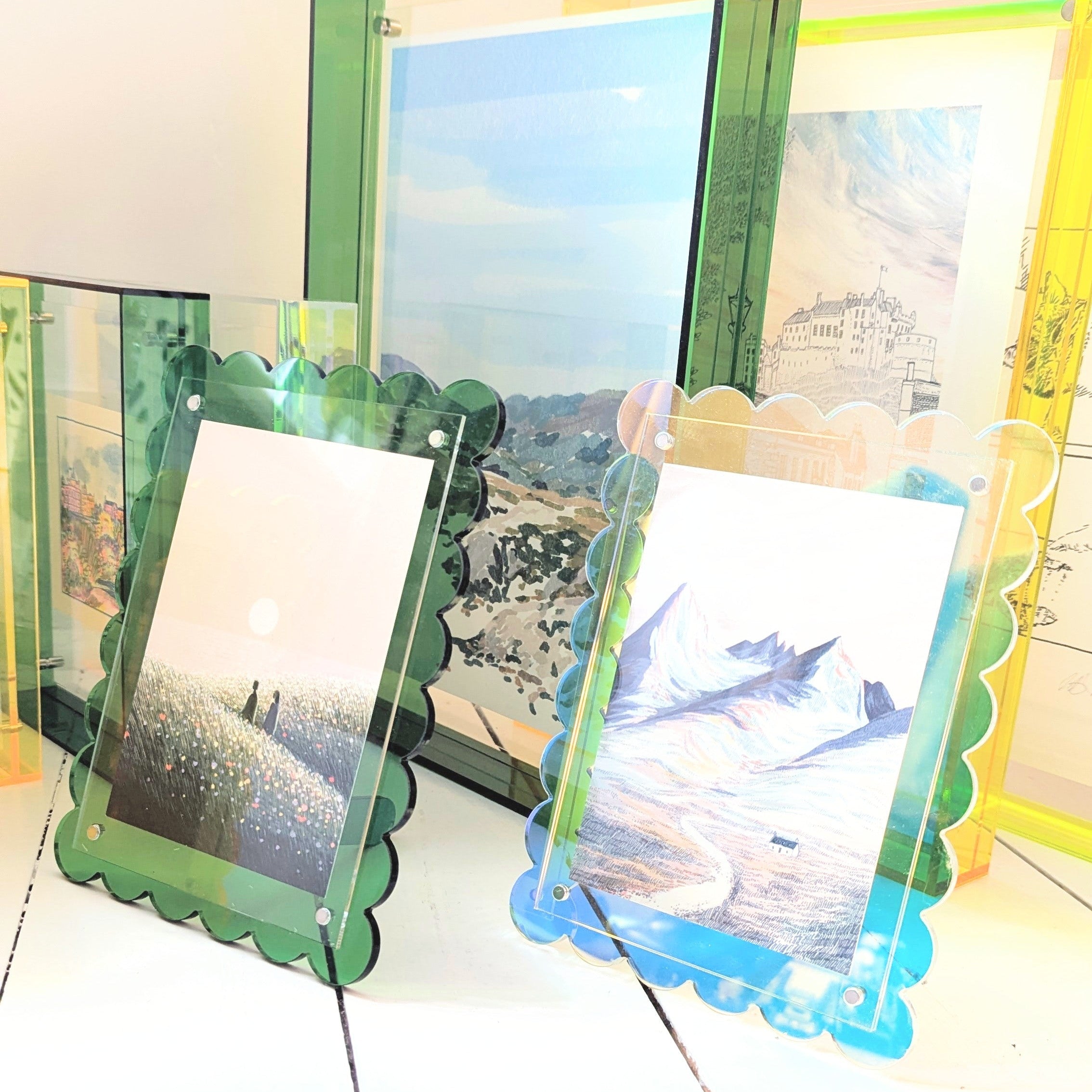 Iridescent Scalloped Acrylic Frame