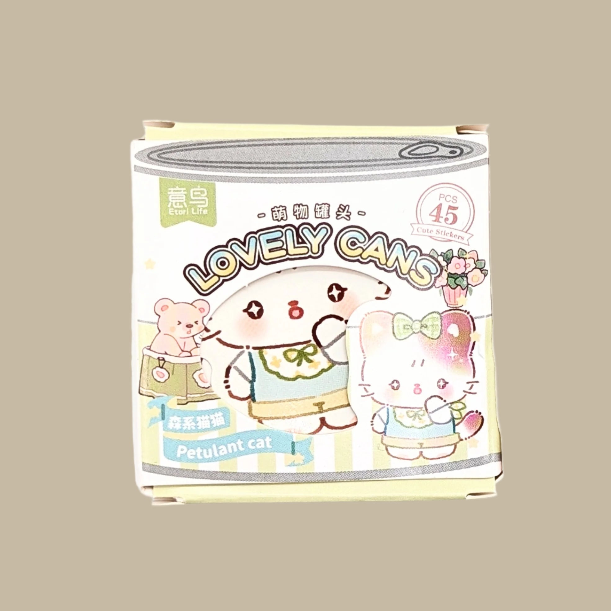 Kawaii Cat Can Sticker Set