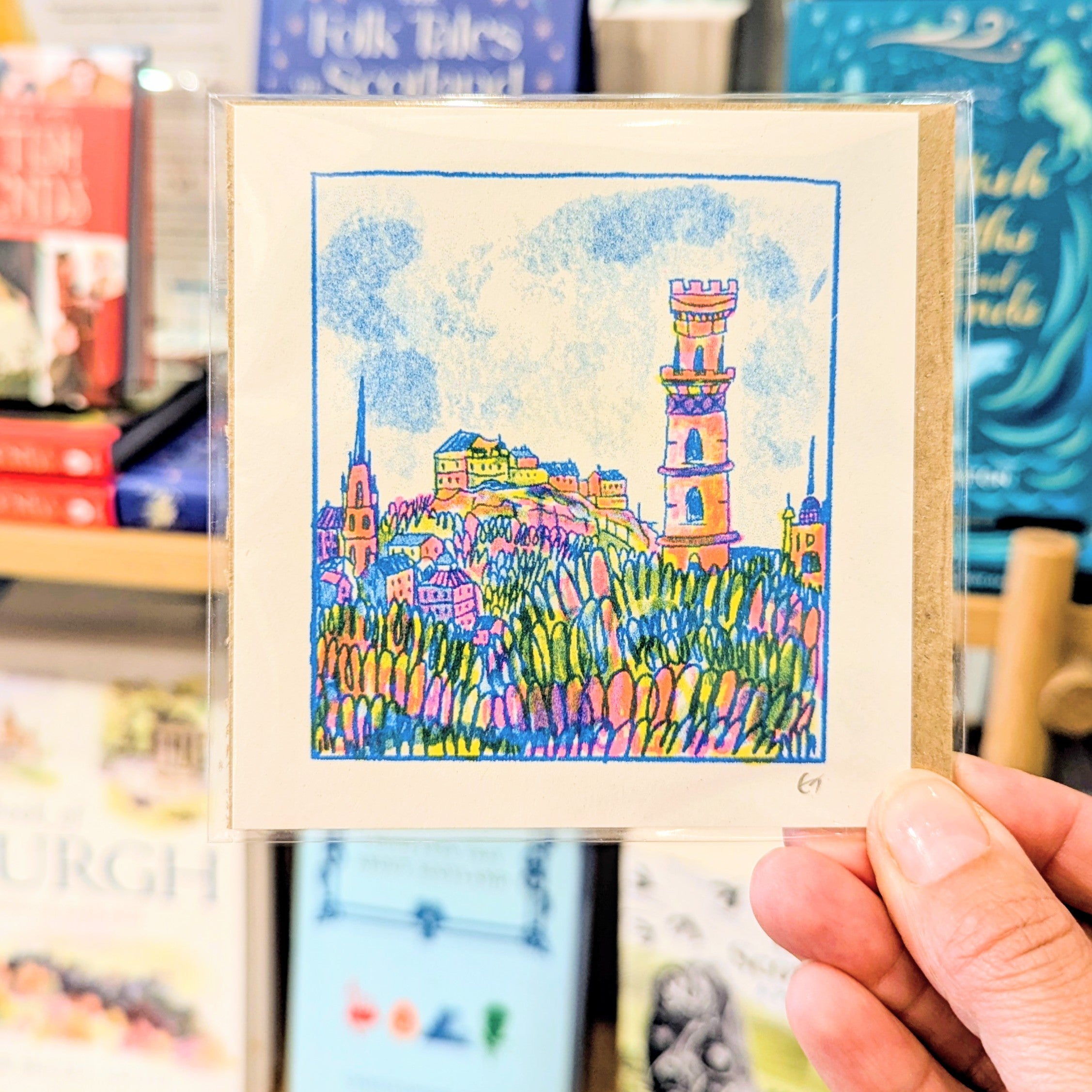 Calton Hill Mini Riso Print