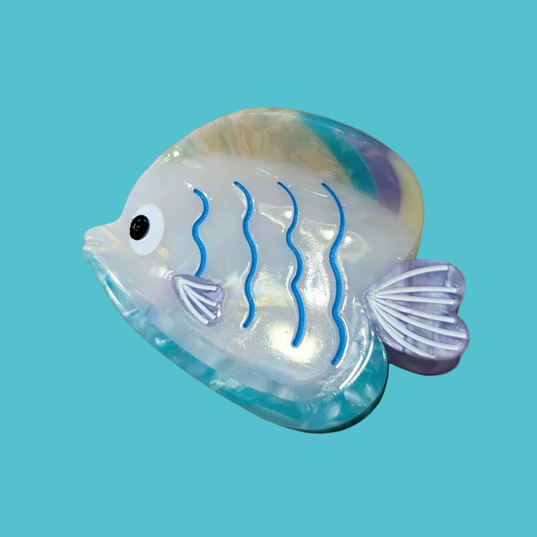 Colourful Reef Fish Eco Acetate Hair Clip - Turquoise & Purple