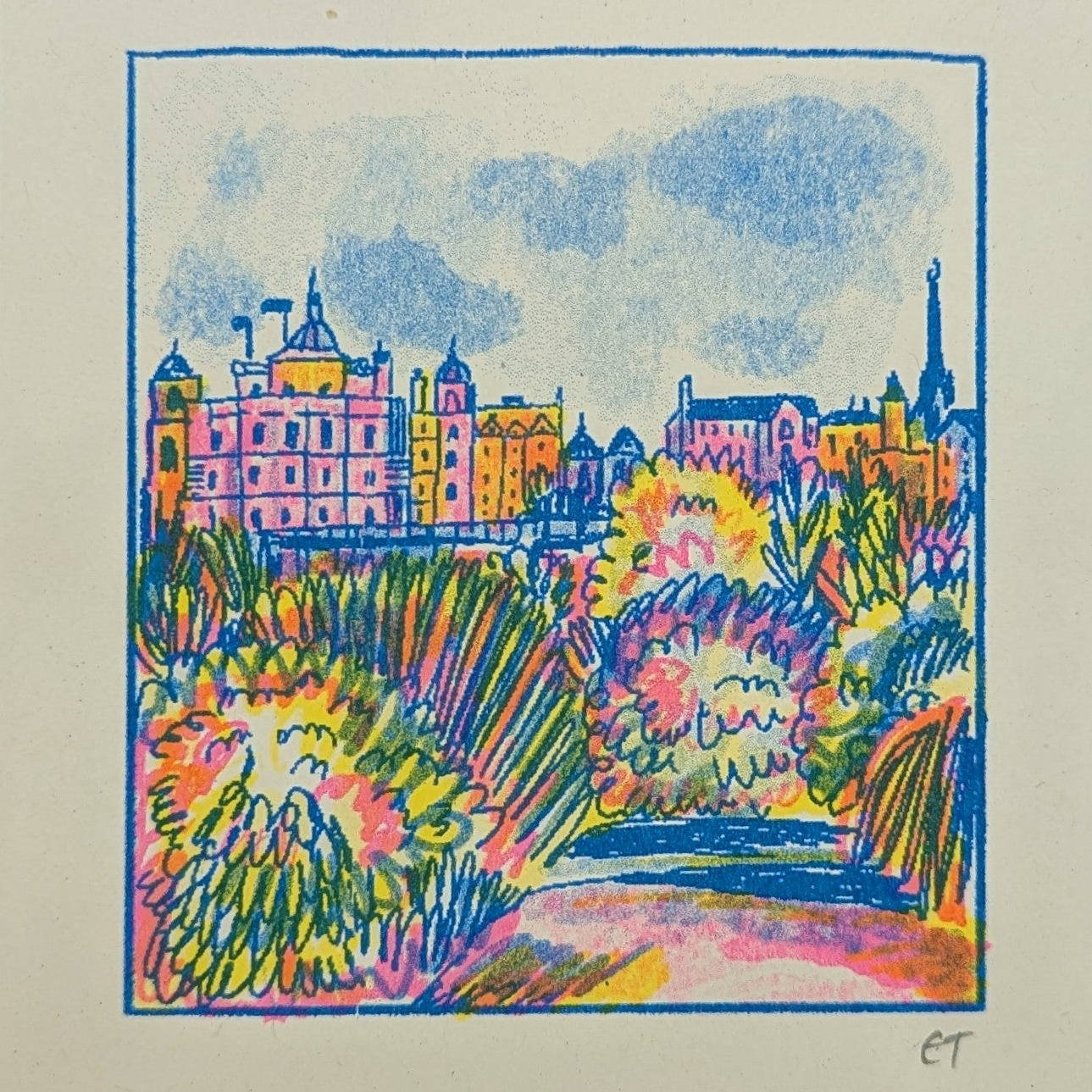 Princes Street Gardens Mini Riso Print