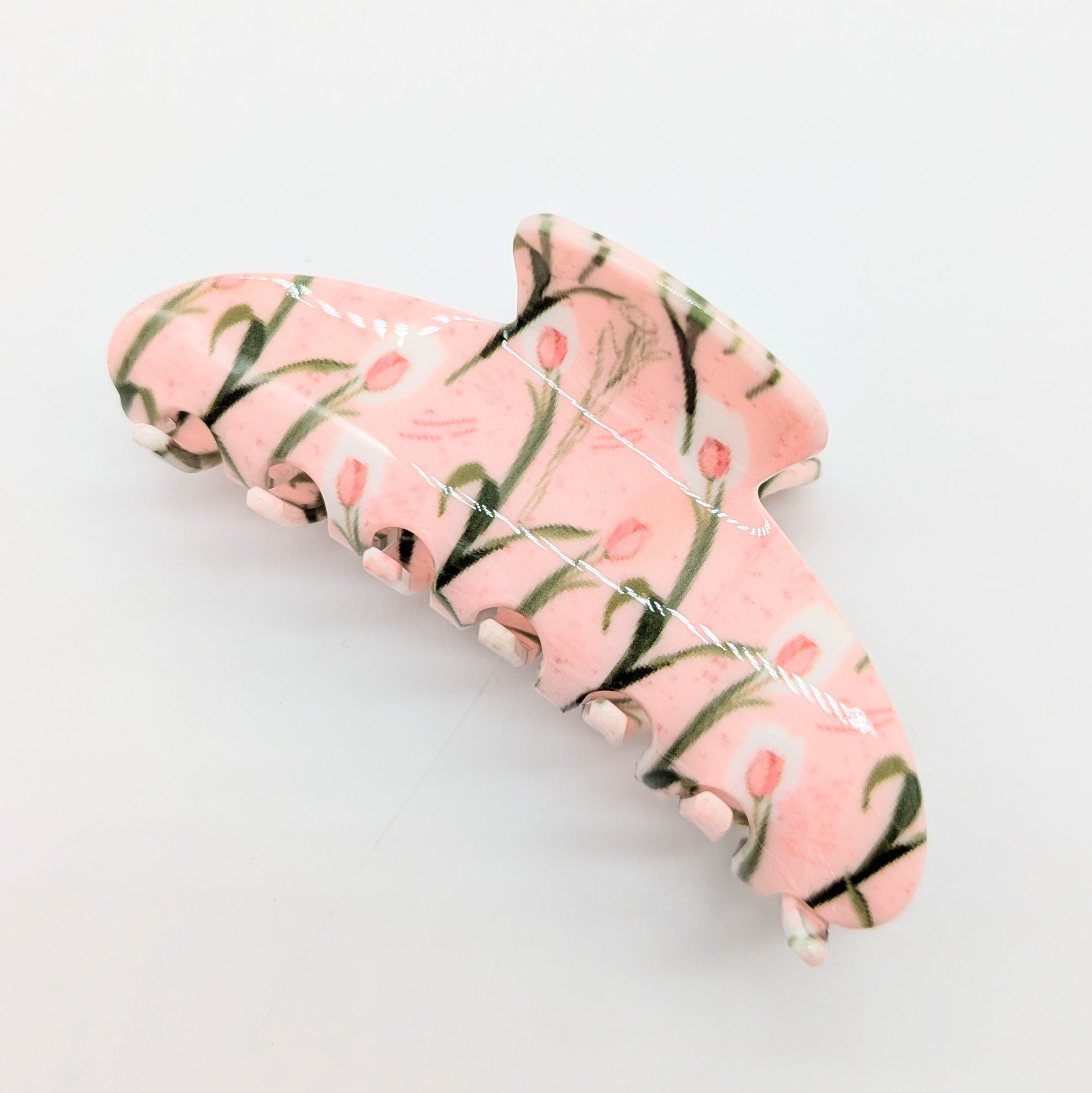 Floral-patterned product on a light gray background