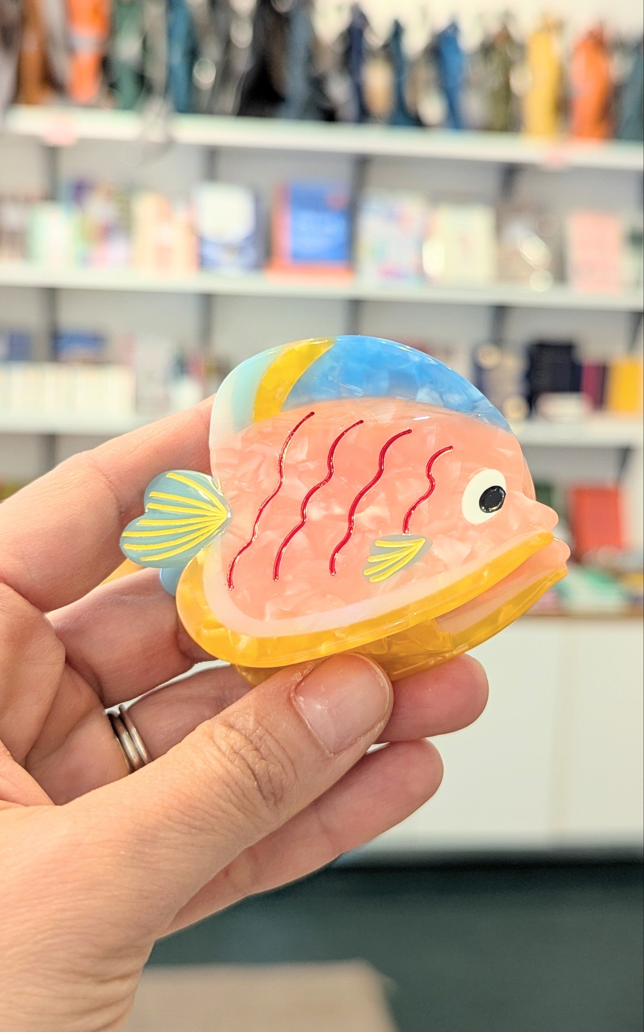 Colourful Reef Fish Eco Acetate Hair Clip - Peach & Blue