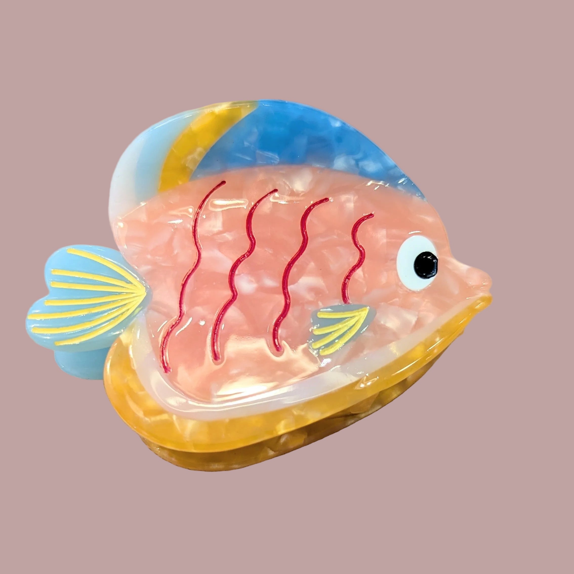 Colourful Reef Fish Eco Acetate Hair Clip - Peach & Blue