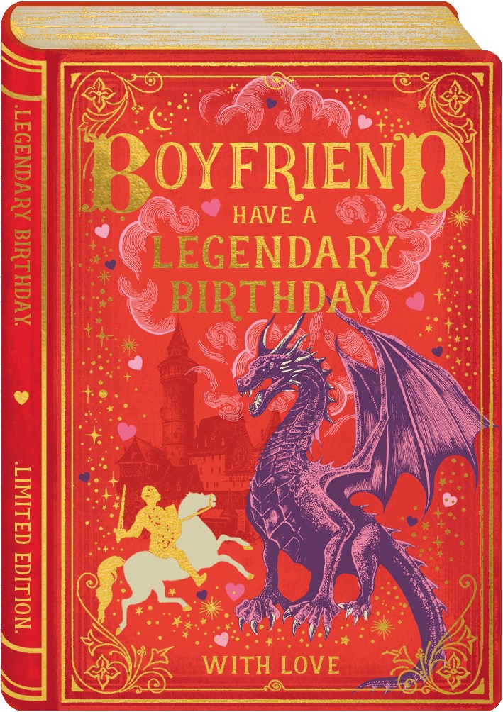 Boyfriend Legendary Book Birthday Card