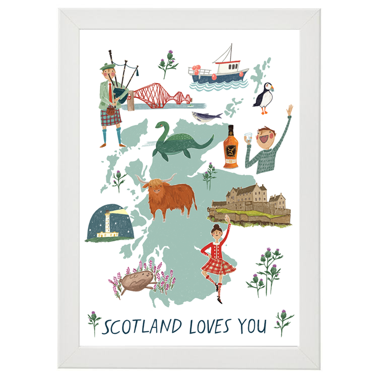 Scotland Loves You Art Print - A5