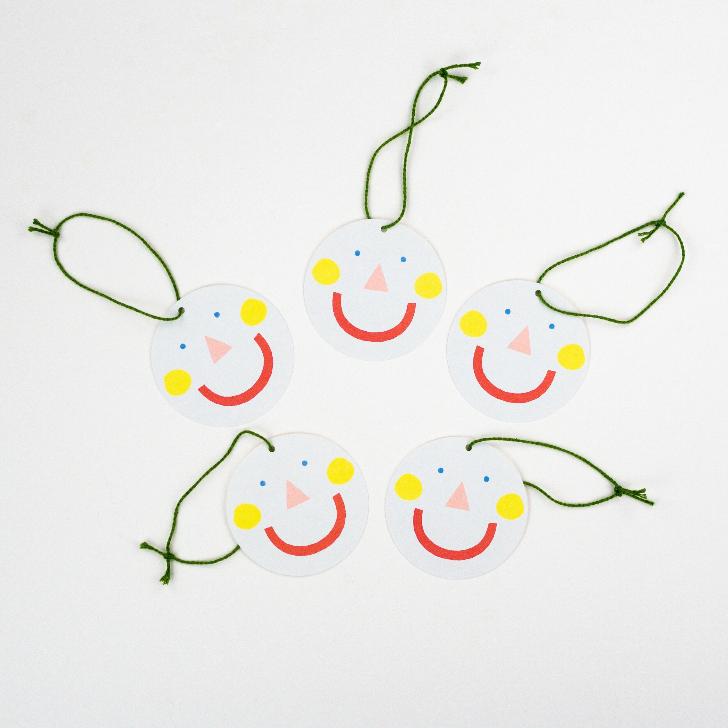 Set Of 5 Smiley Face Gift Tags
