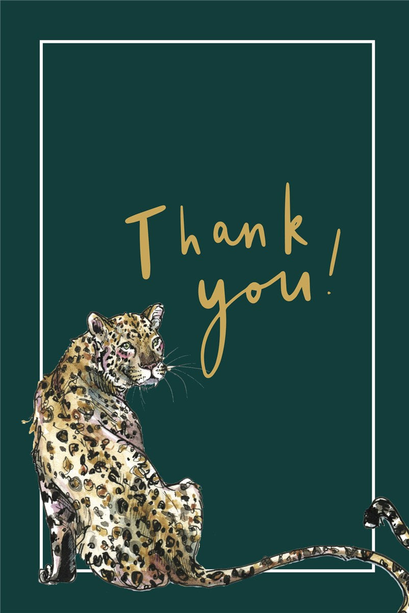Pack Of Ten Snow Leopard Thank You Cards