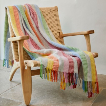 Rainbow & Grey Stripe Throw