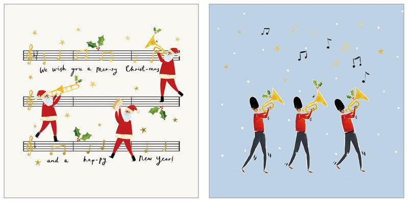 Pack Of 10 Christmas Cards - Santa & Soldiers