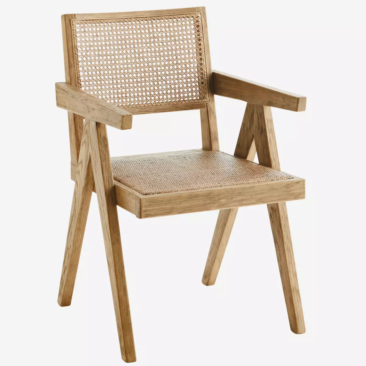 Elm Wood Chair With Rattan Seat & Back