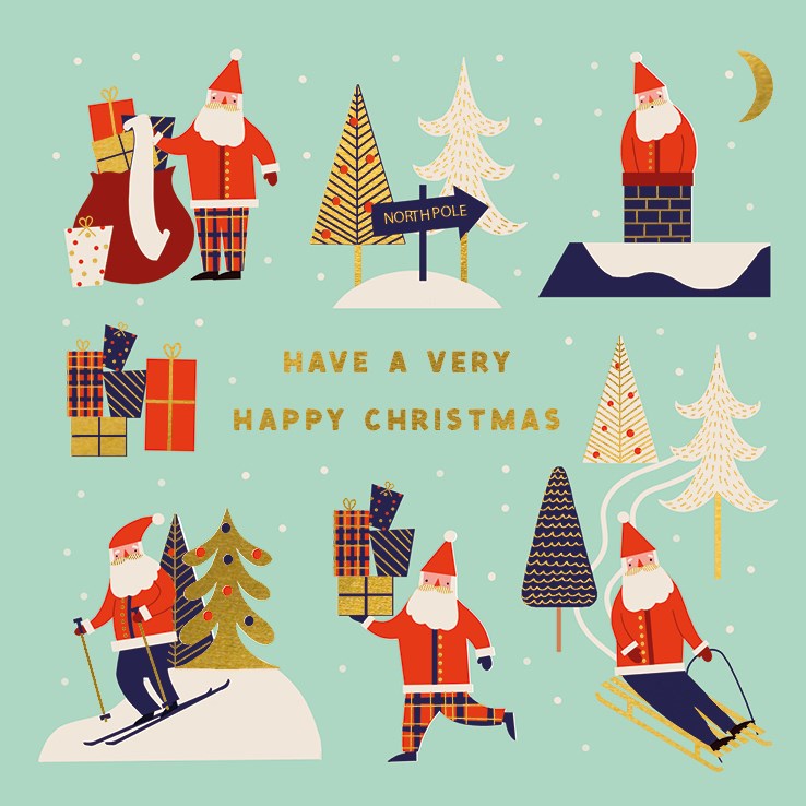 Pack of 6 Christmas Cards - Santa