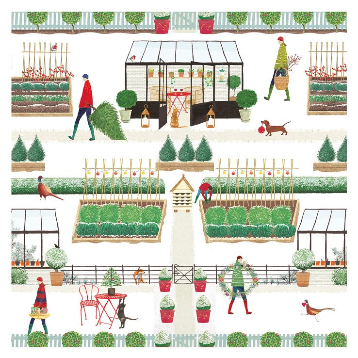 Pack of 6 Christmas Cards - Gardening In Snow