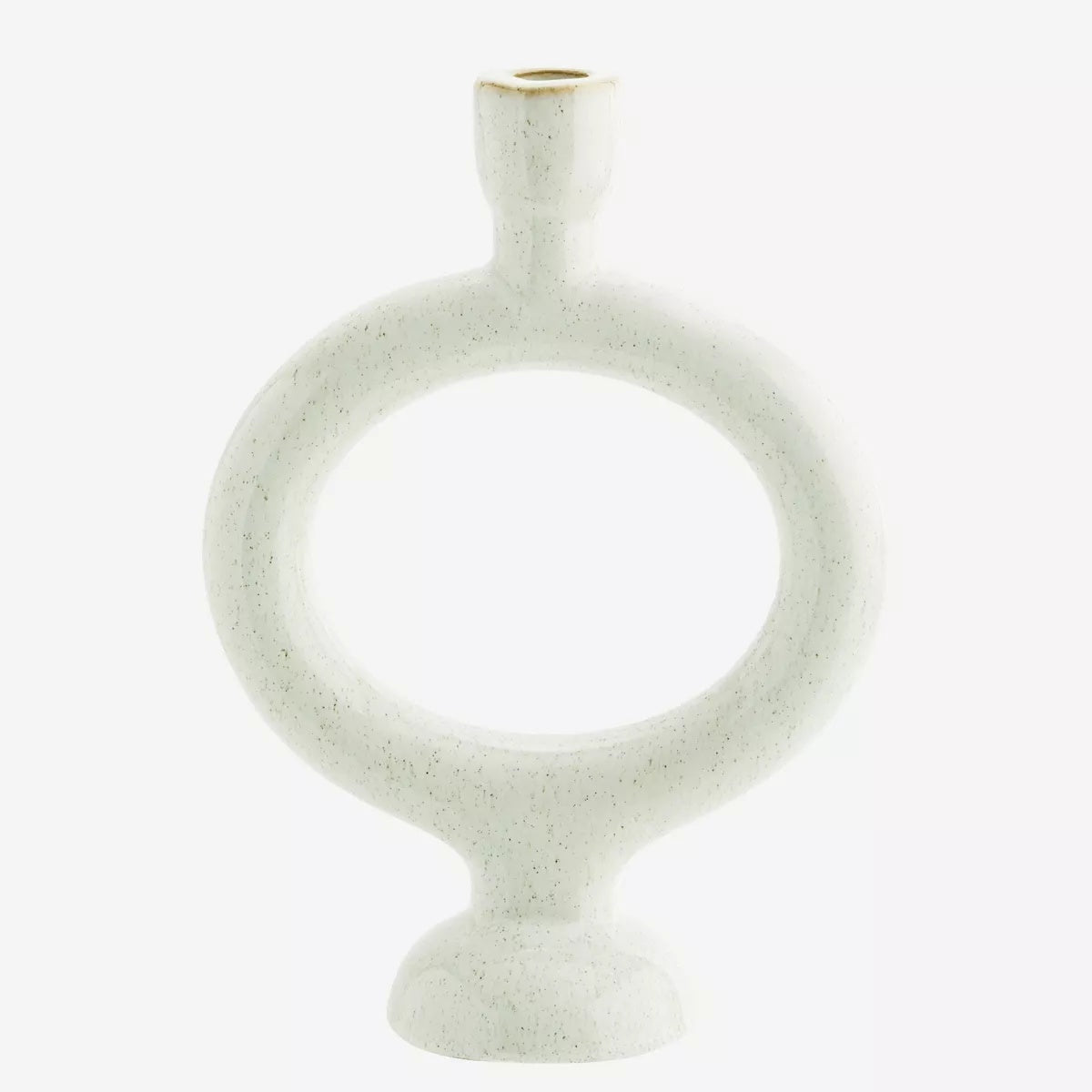 Circular White Stoneware Candle Holder