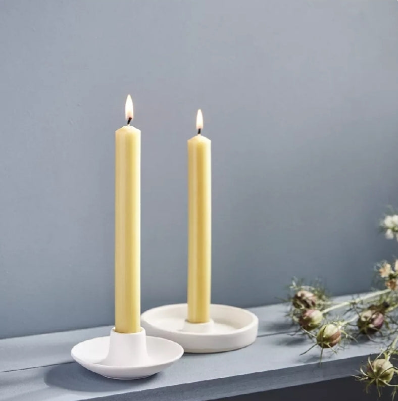 Set of Six Ivory Dinner Candles
