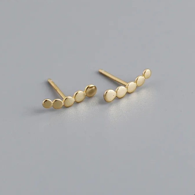 Five Dot Climber Earrings In Gold Plated Sterling Silver