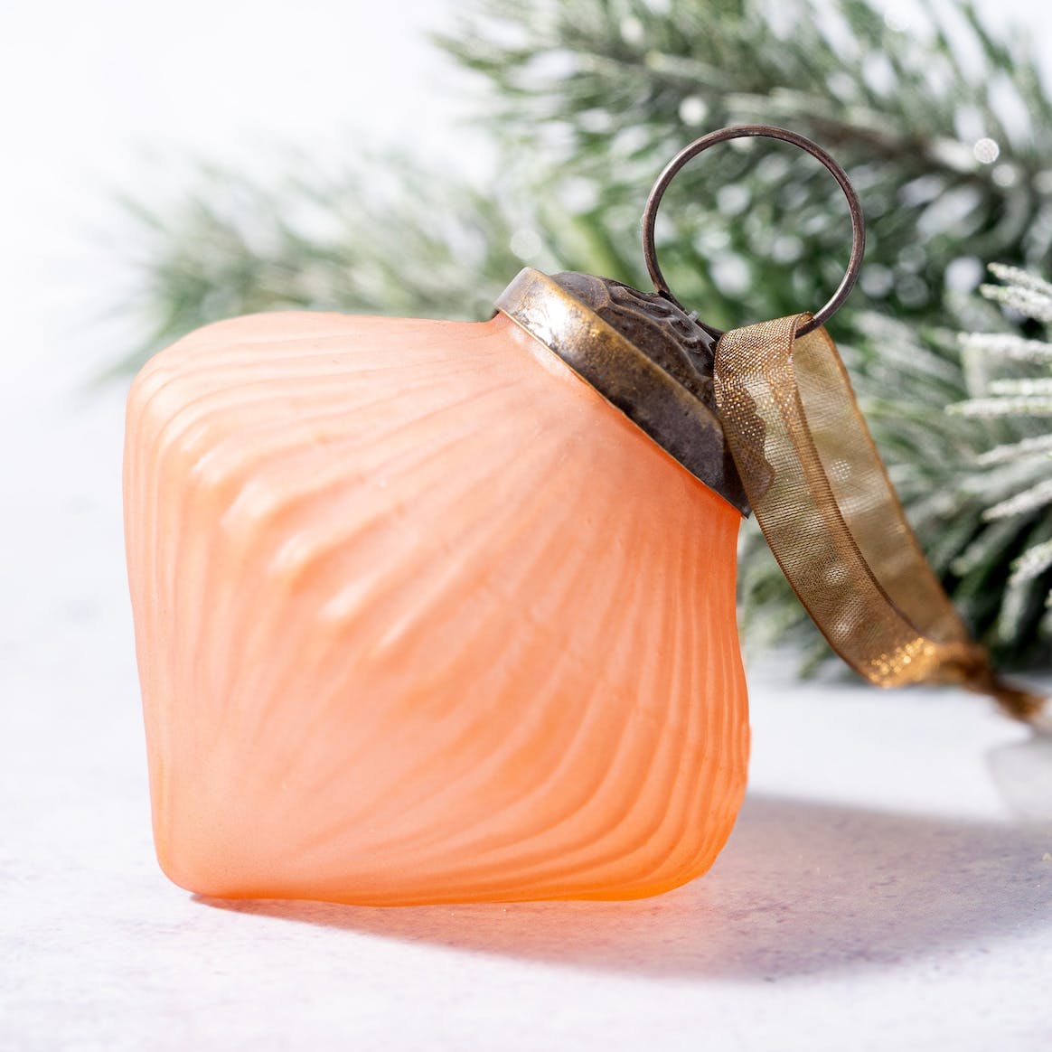 Medium Tangerine Frosted Glass Bauble