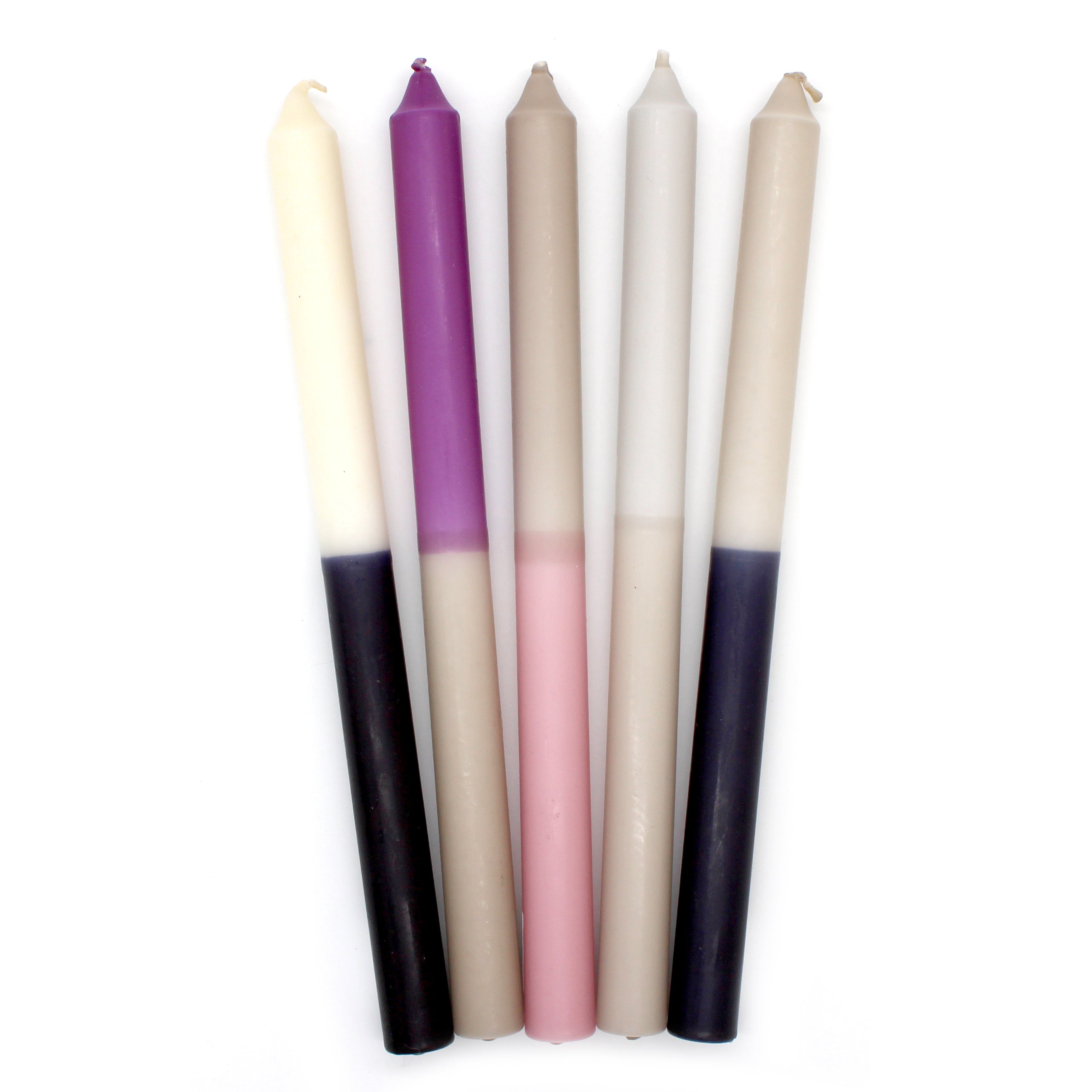 Set Of Five Two Toned Dinner Candle