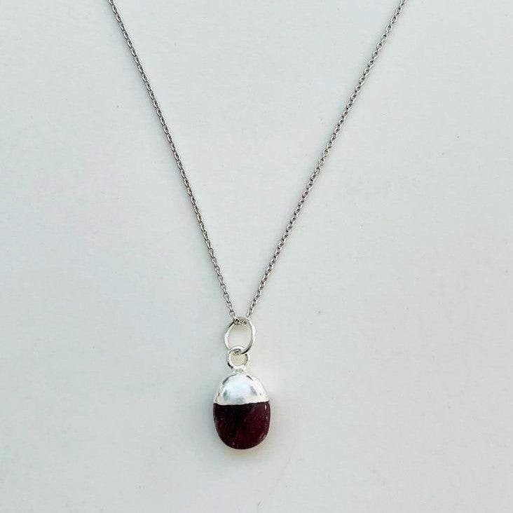 Smooth Tumbled Ruby Pendant Necklace