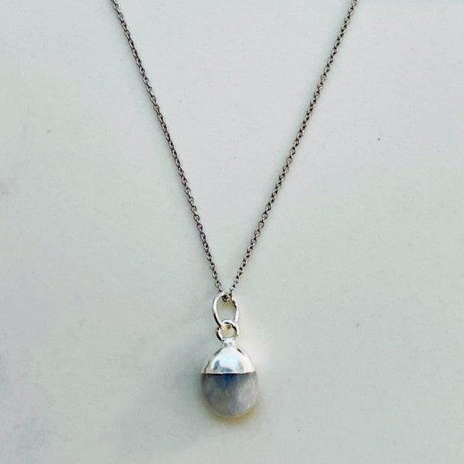 Smooth Tumbled Moonstone Pendant Necklace
