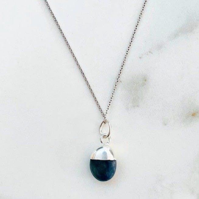 Smooth Tumbled Sapphire Pendant Necklace