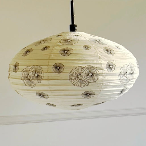 Small 60cm Black & Cream Granulosa Cotton Pendant Lampshade