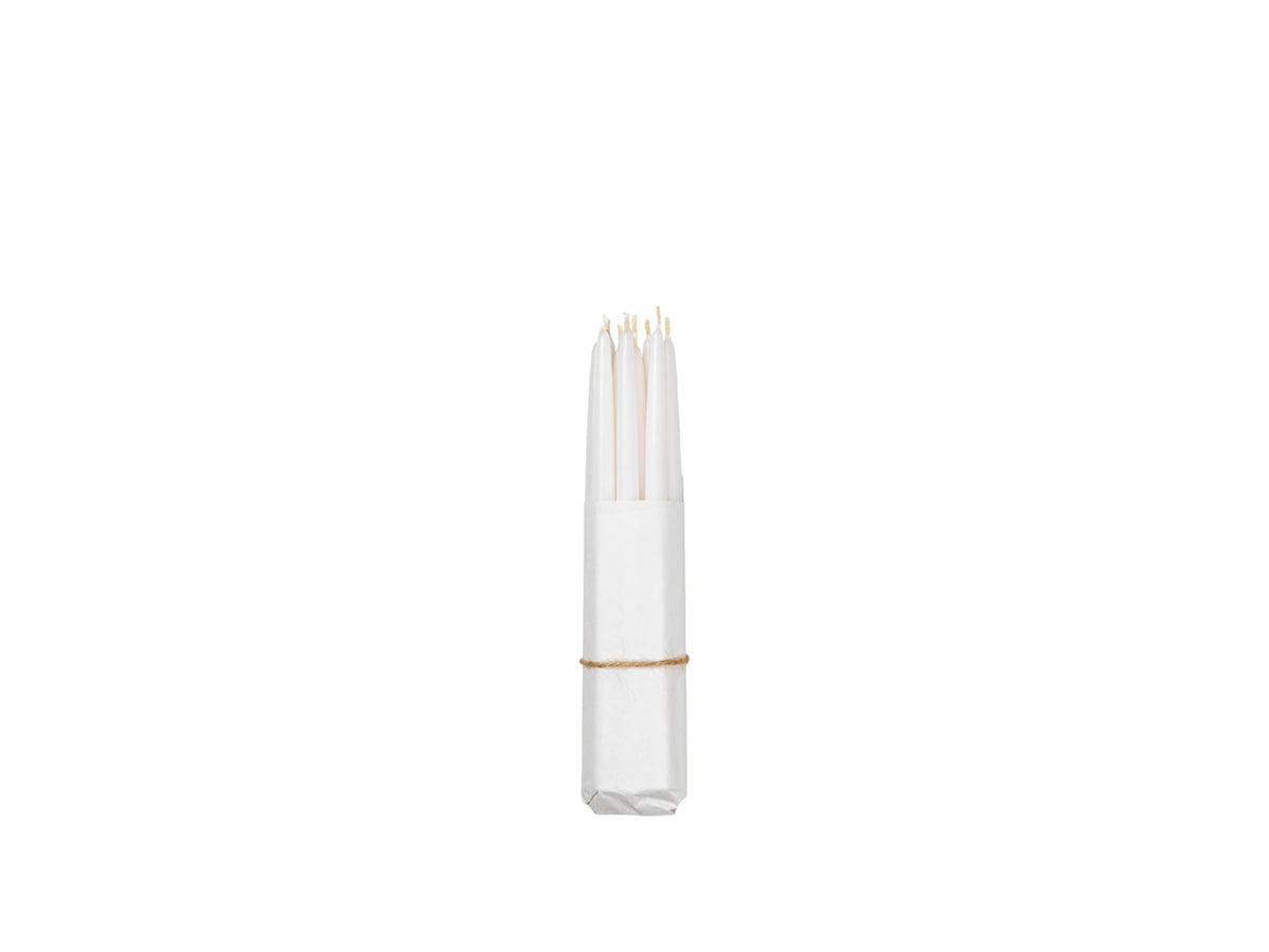 Pack Of Ten Thin White Tapered Candles