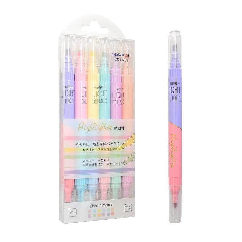 Double Colour Highlighter Pen Set - Pastels Light
