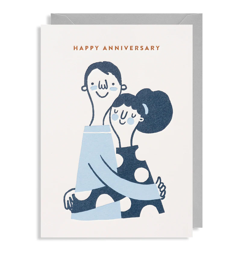 Hugging Couple Happy Anniversary Card