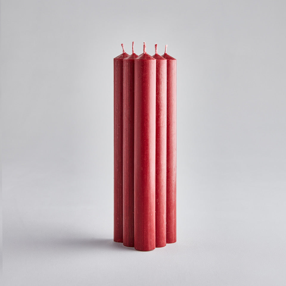 Set of Six Red Dinner Candles