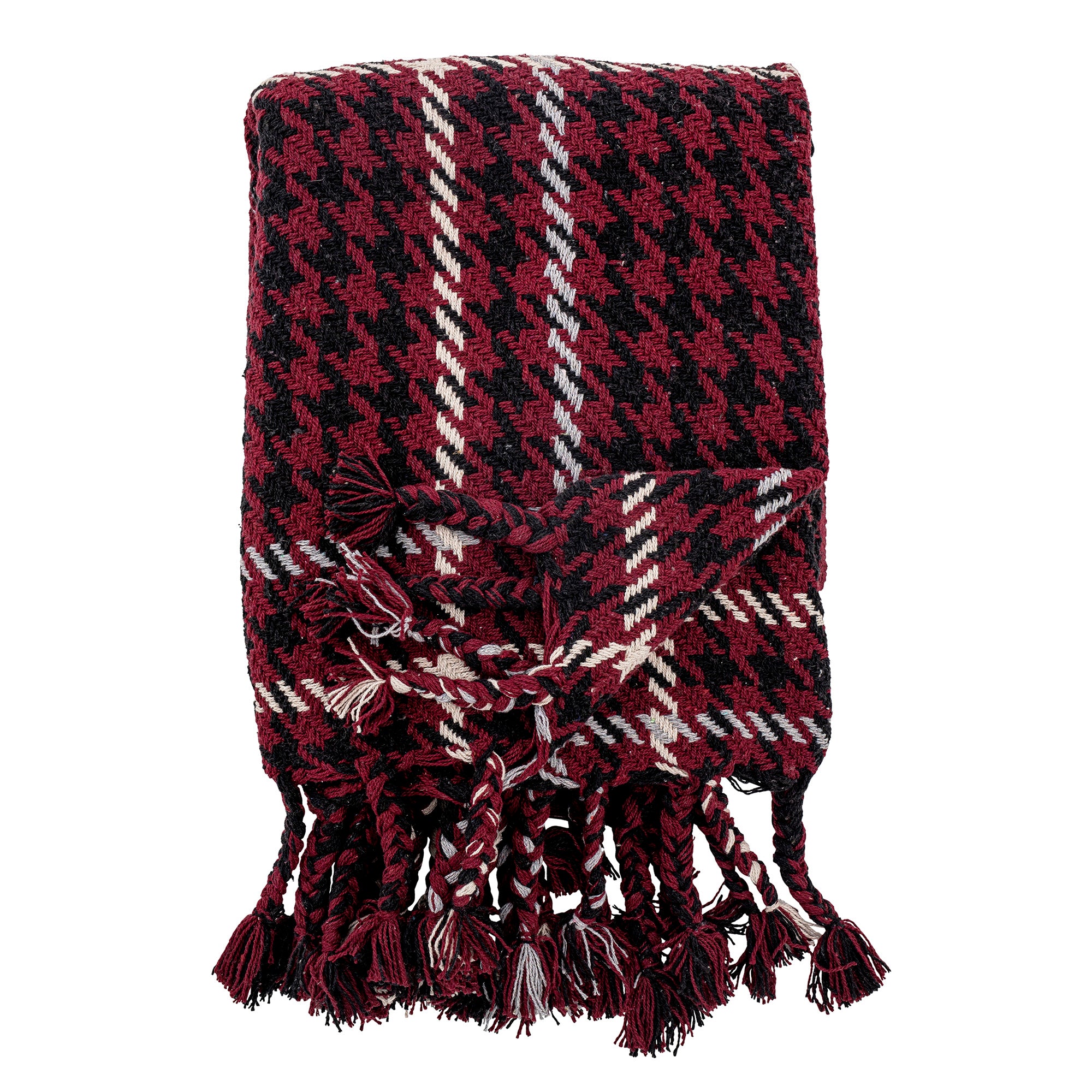 Red, Black & White Houndstooth Recycled Cotton Throw