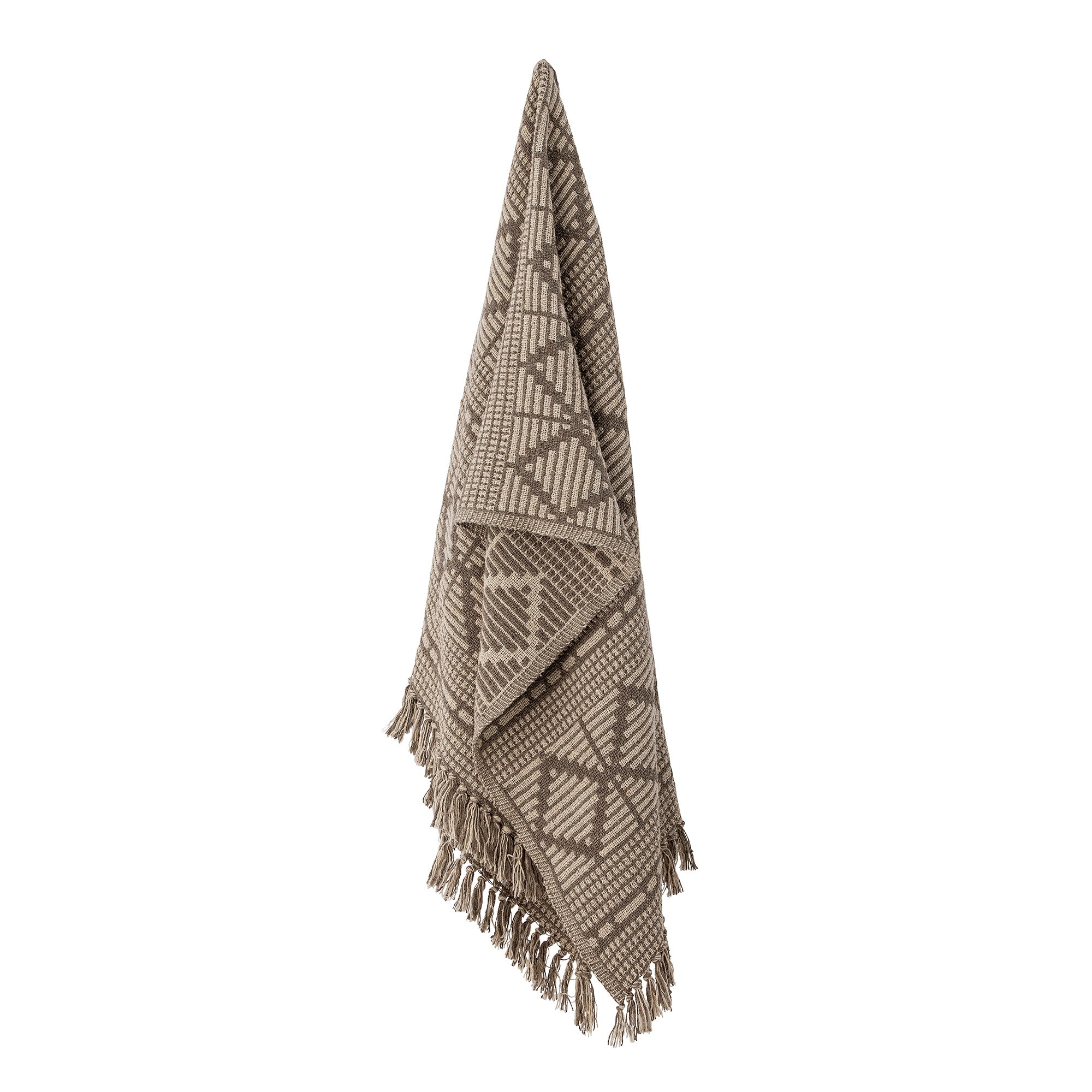 Soft Brown And Cream Patterned Recycled Cotton "Kicki" Throw