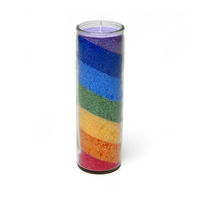 Rainbow Glass Pillar Candle