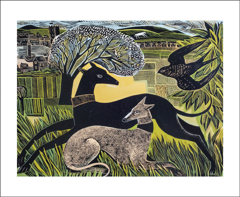 Angela Harding - Two Yorkshire Whippets Blank Card