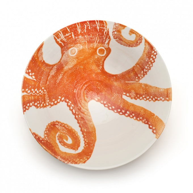 Earthenware Orange Octopus Salad Bowl