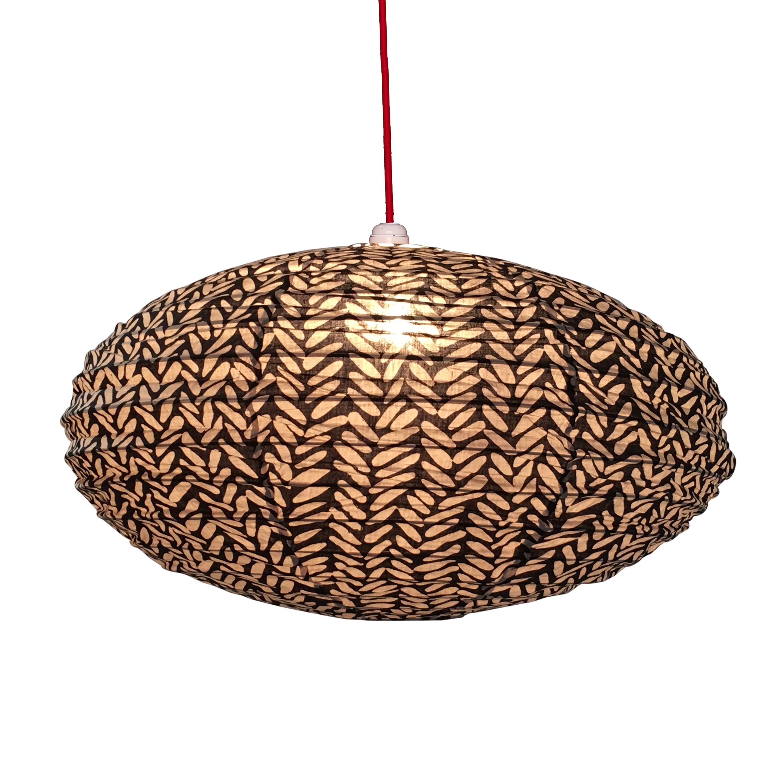 Small 60cm Cream & Black Rice Cotton Pendant Lampshade