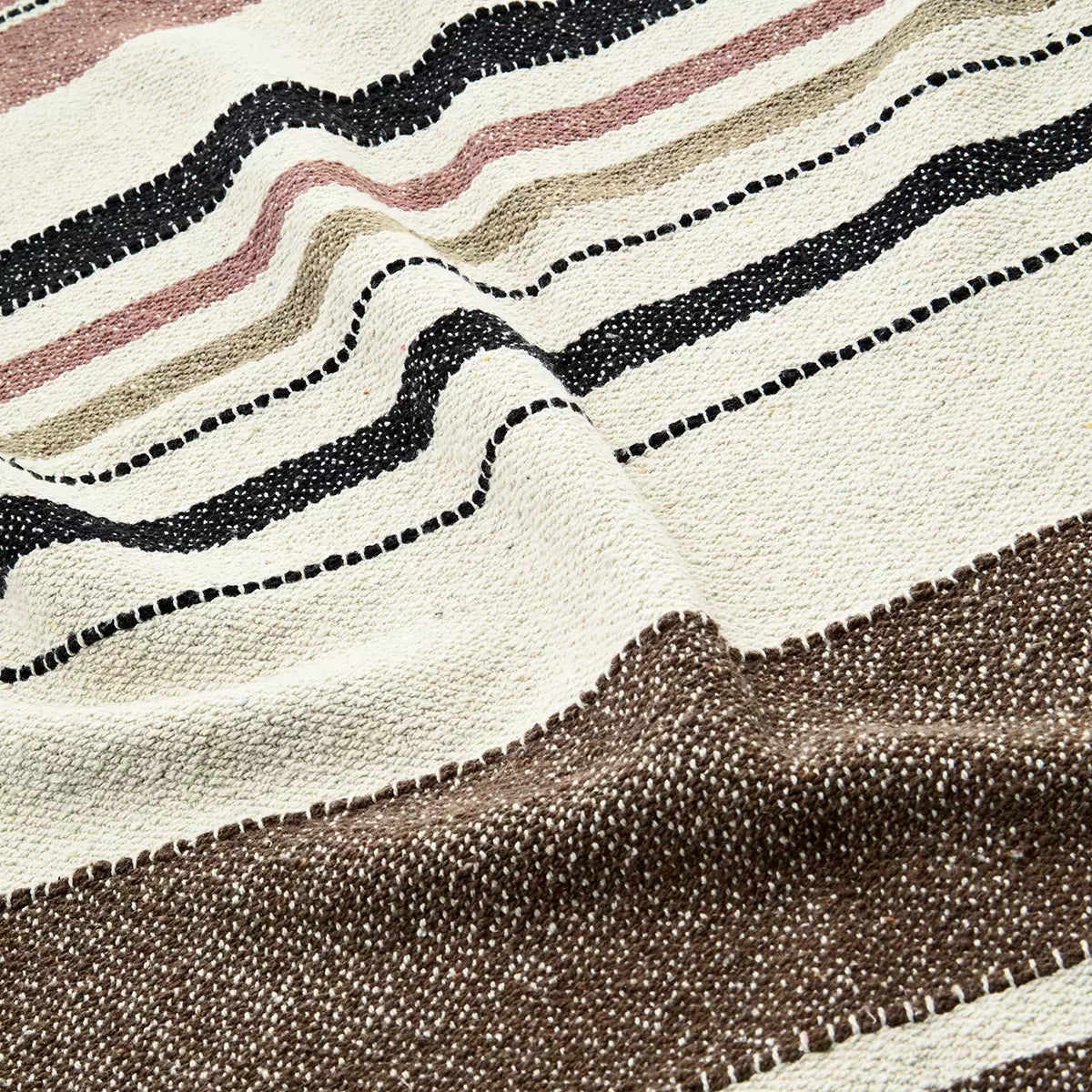 Black, Sand, Dusty Pink & Off White Recycled Cotton Throw