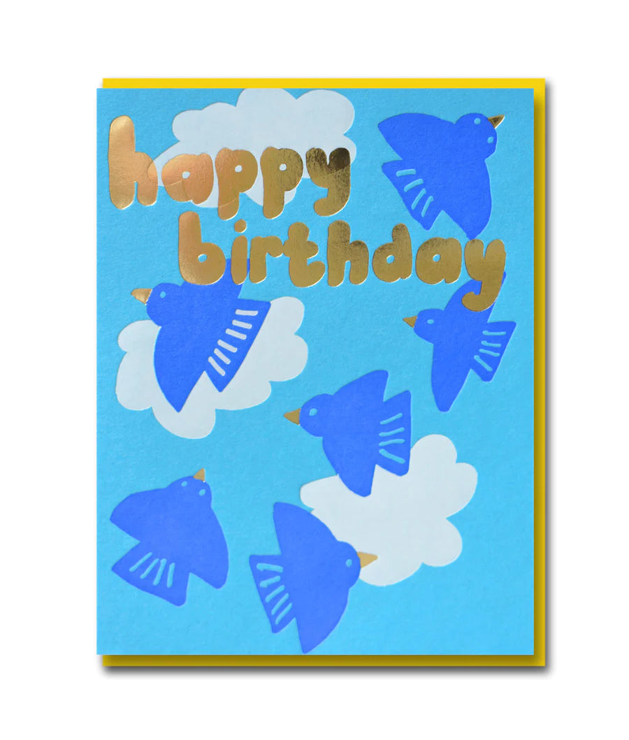 Blue Birds Birthday Card