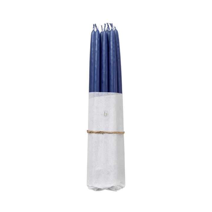 Pack Of Ten Thin Blue Tapered Candles