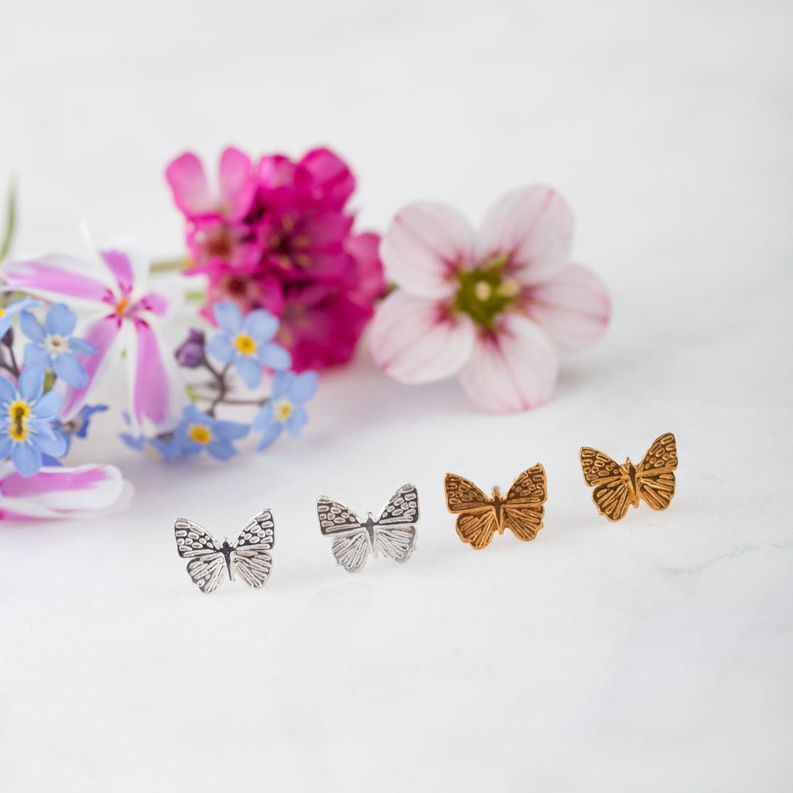 Silver Butterfly Stud Earrings