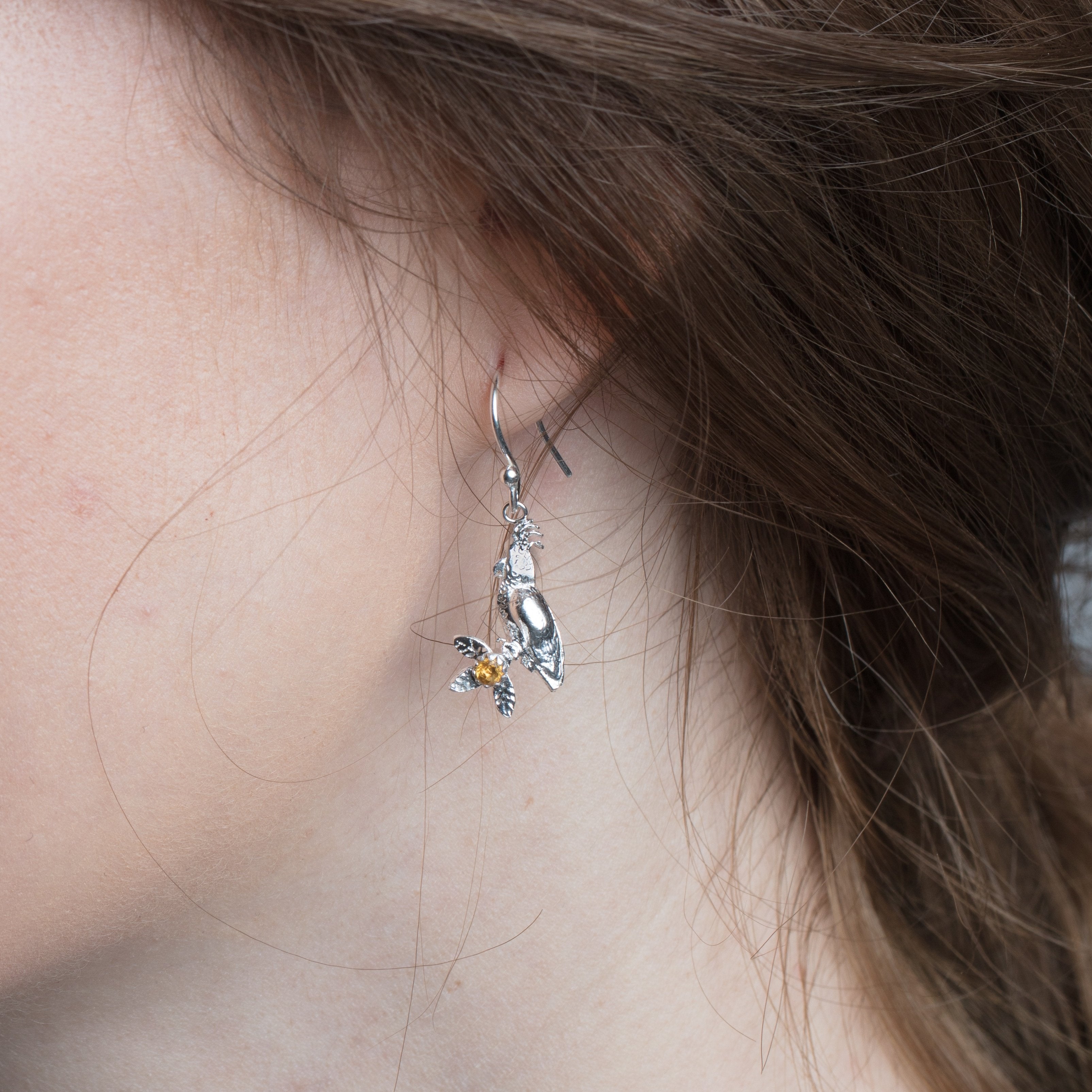 Sterling Silver Cockatoo Hook Earrings