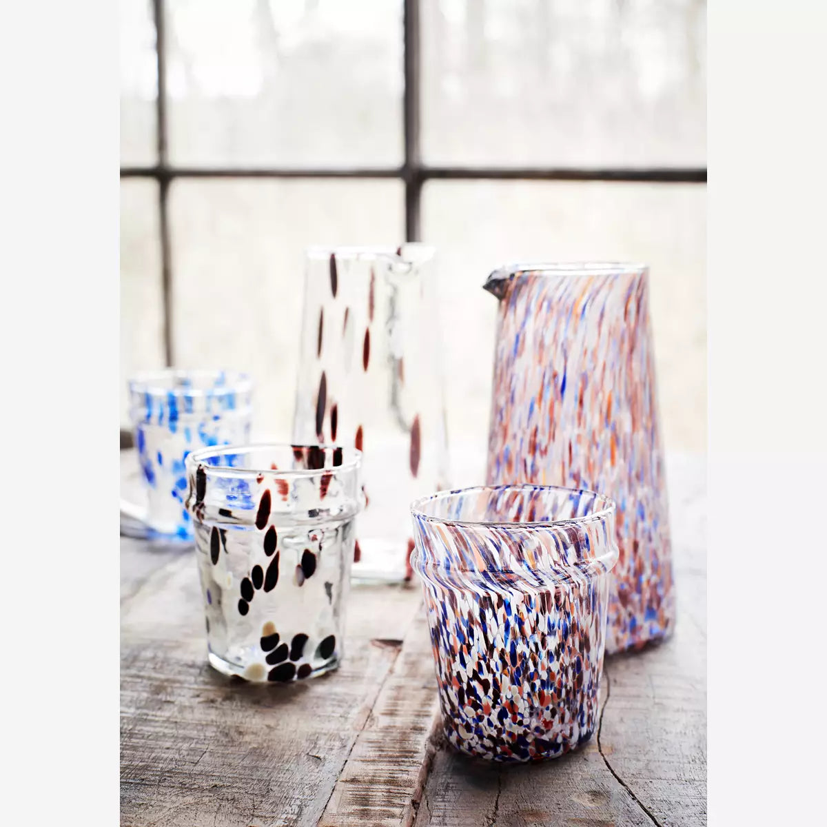 Confetti Glass Jug - Orange, Blue & White