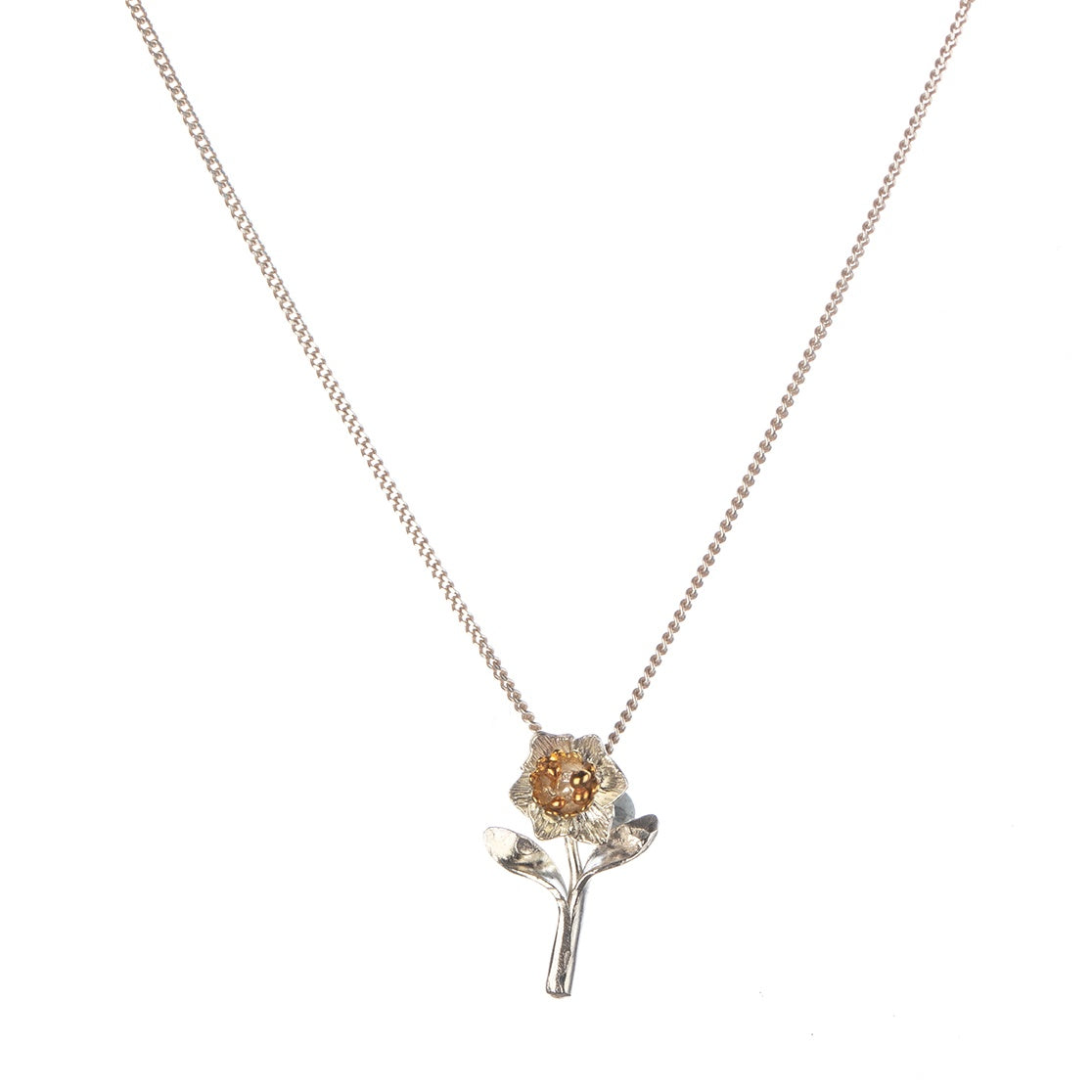 Silver And Gold Vermeil Daffodil Necklace