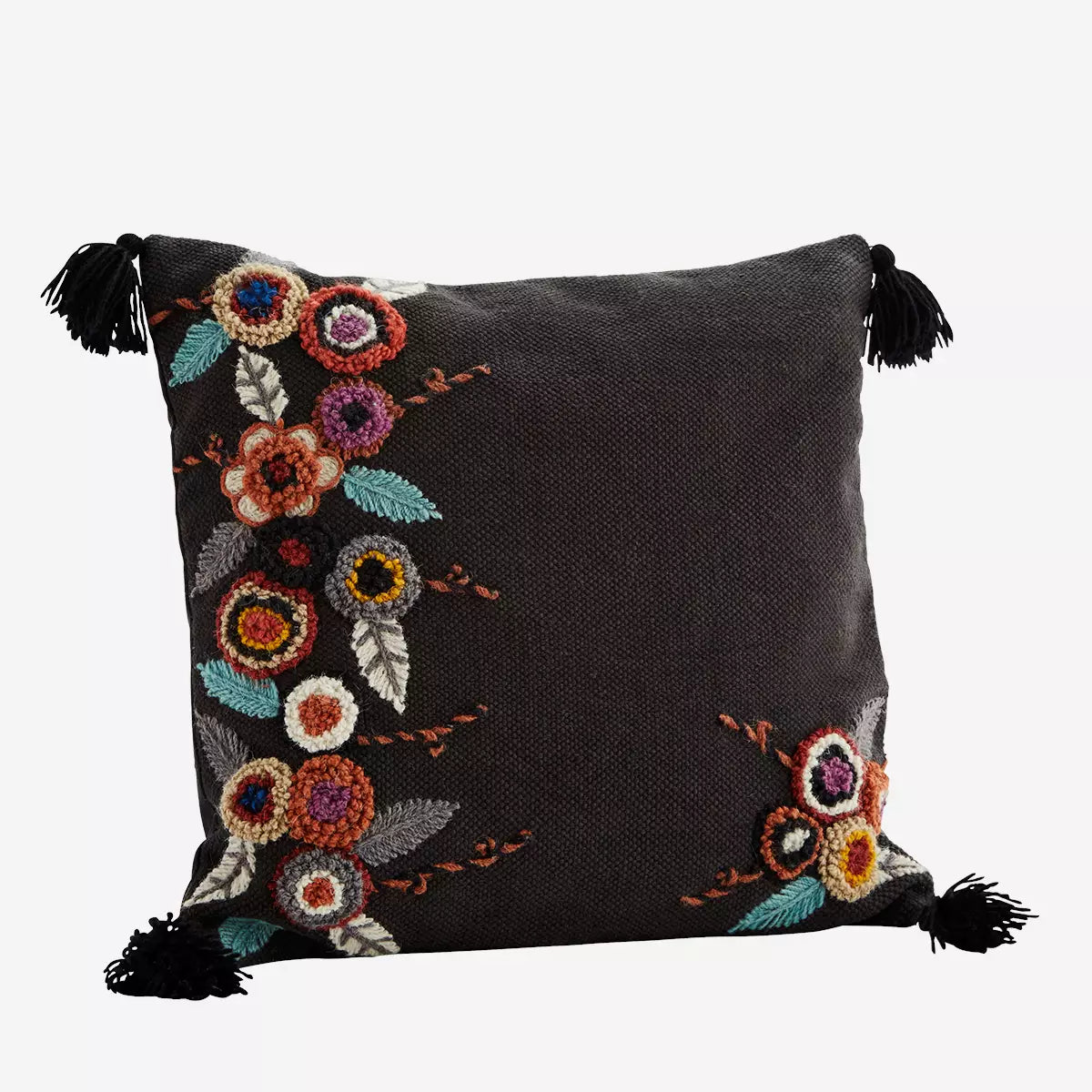 Floral Embroidered Cushion