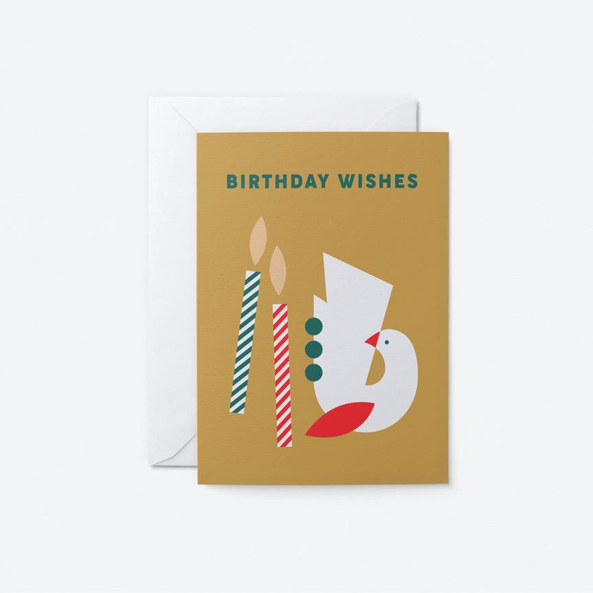 Candles & Bird Birthday Card